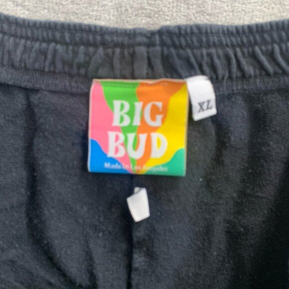 Big Bud Press Sweat Shorts Womens XL Faded Black Pockets Sun Logo Loungewear 4” - Picture 6 of 8